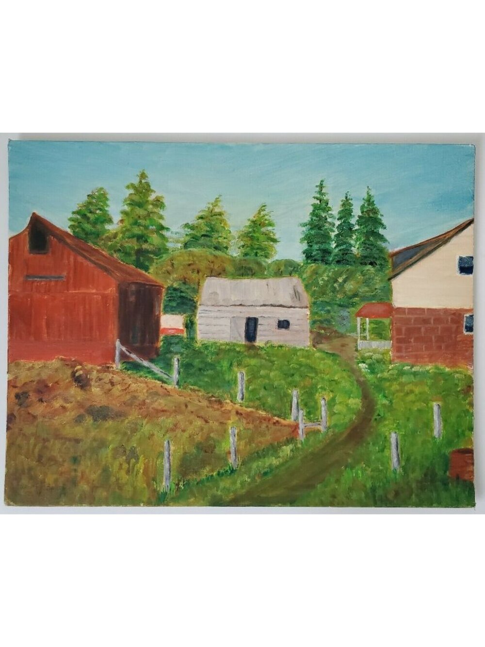 Original Oil Painting Macartney Farm Ramsayville Ontario Rural Landscape Vintage